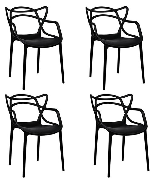 Modesto Design HILO Szék Polipropilén Fekete 4 Darabos Szett