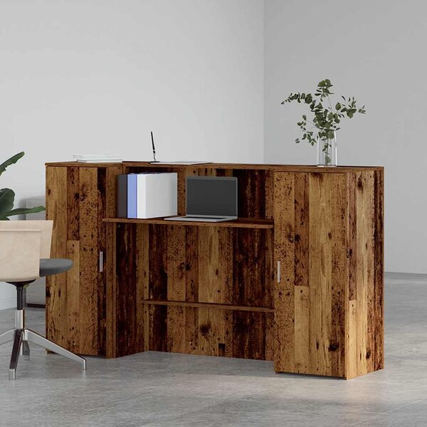 Recepciós pult antik fa 180x50x103,5 cm szerelt fa
