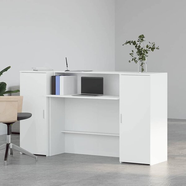 Fehér, rétegelt fa recepciós asztal 180 x 50 x 103,5 cm