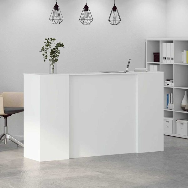 Fehér, rétegelt fa recepciós asztal 180 x 50 x 103,5 cm