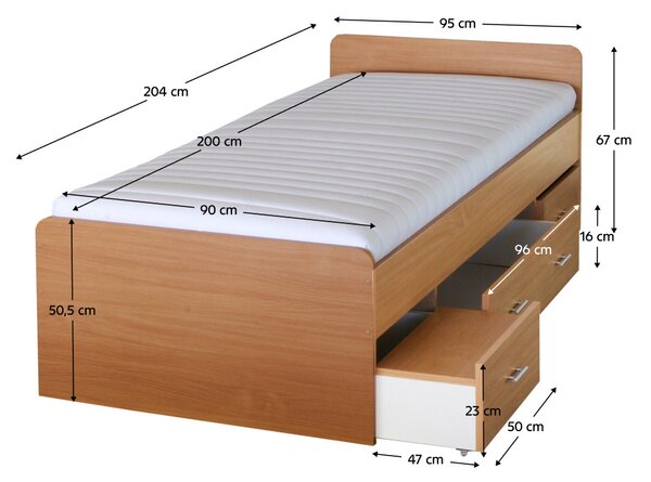 Egyszemélyes ágy 90 cm Dulce 80262 bükk 22