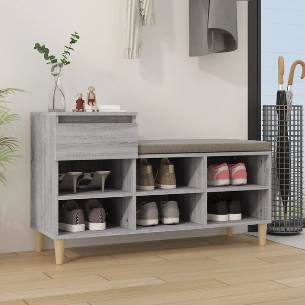 Szürke sonoma színű szerelt fa cipősszekrény 102x36x60 cm