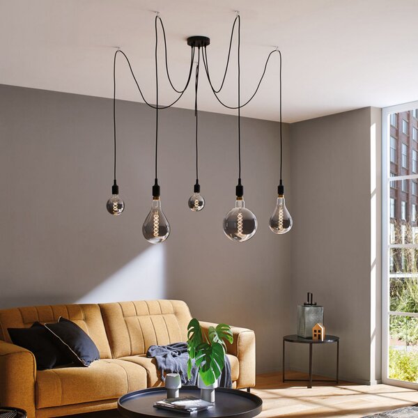 Függőlámpa Paulmann, Neordic Ketil, dimmable, Fekete, Nappali, Műanyag, Skandináv