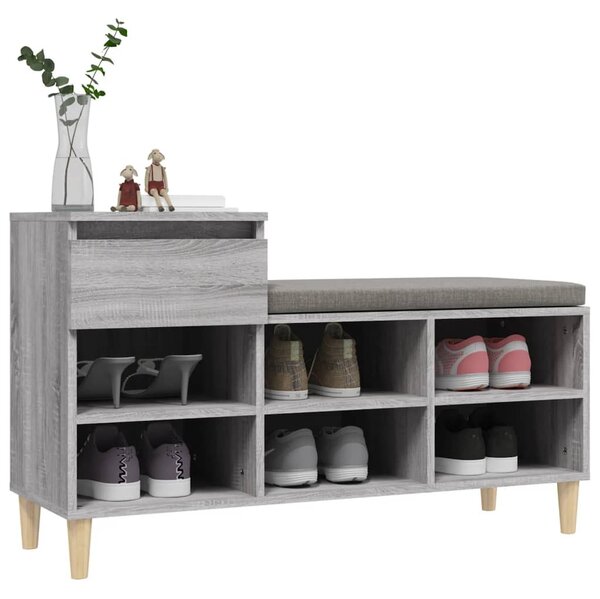 Szürke sonoma színű szerelt fa cipősszekrény 102x36x60 cm
