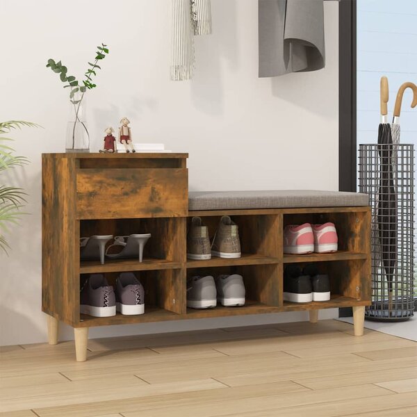 Füstös tölgy színű szerelt fa cipősszekrény 102 x 36 x 60 cm