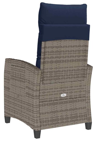 Szürke polyrattan fekvő kerti szék oldalsó asztallal
