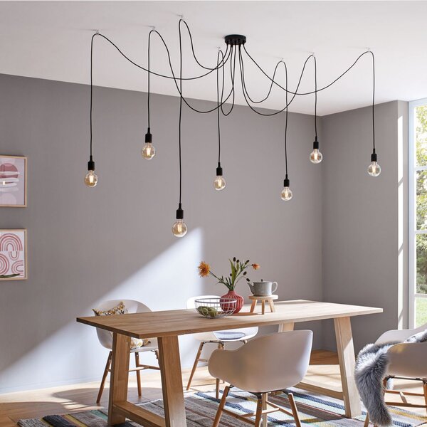 Függőlámpa Paulmann, Neordic Ketil, dimmable, Fekete, Nappali, Műanyag, Skandináv