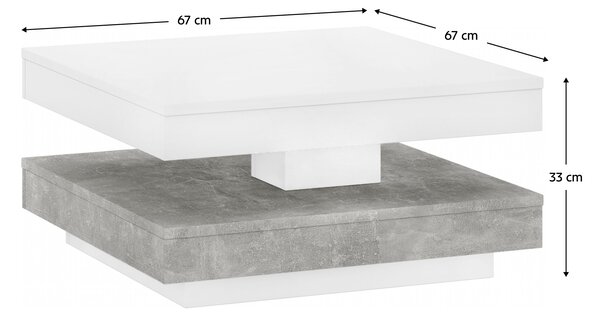 Dohányzóasztal MANDA (fehér + beton)