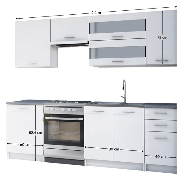 Konyha Flor 240 cm (fehér)