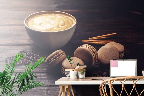 Fotótapéta kávé és csokoládé macaroons