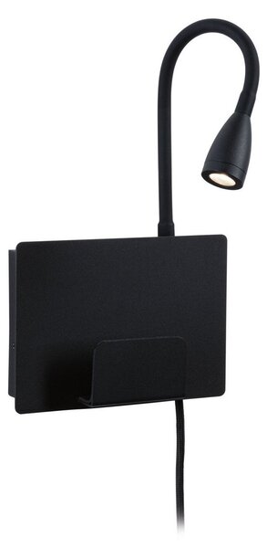 Fali Lámpa Paulmann, Halina USB, Fekete, Hálószoba, Fém, Modern
