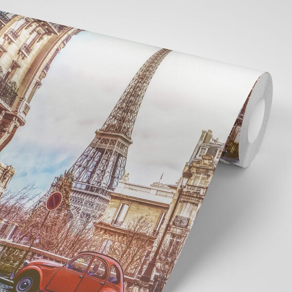 Tapéta kilátás az Eiffel toronyra párizsi utcából