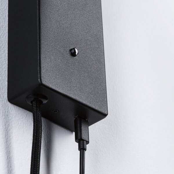 Fali Lámpa Paulmann, Hulda USB, dimmable, Fekete, Hálószoba, Fém, Modern