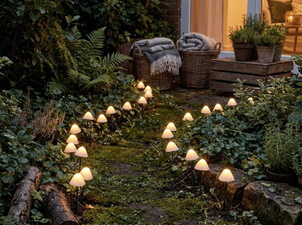 Kerti LED lámpák MUSHROOMS 20 db, 380 cm