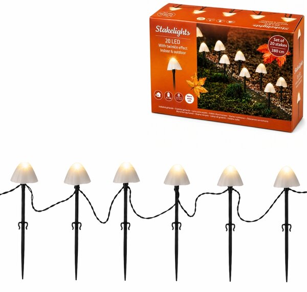 Kerti LED lámpák MUSHROOMS 20 db, 380 cm