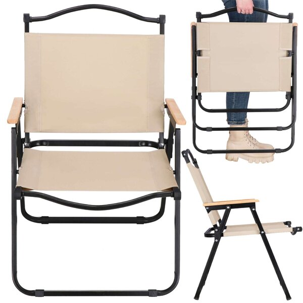 Springos összecsukható kerti Szék 78x52x52,5cm - Khaki, Fekete