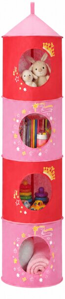 Függő játékkosár PRINCESS 120x30 cm, rózsaszín/piros