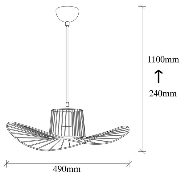 Tel 6721 fekete vas függőlámpa, Ø49 cm