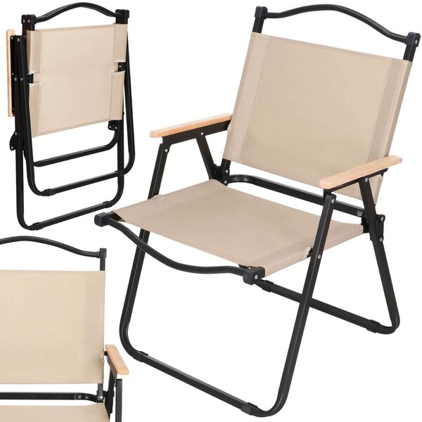 Springos összecsukható kerti Szék 78x52x52,5cm - Khaki, Fekete