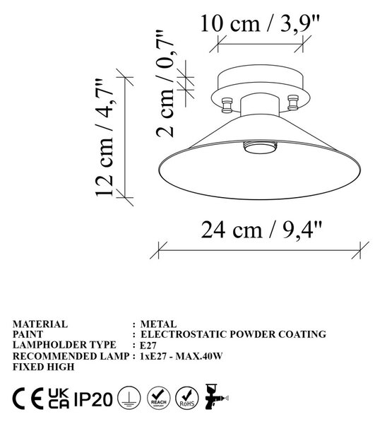 Koniksivama N-662 antikolt fém függőlámpa, Ø24 cm