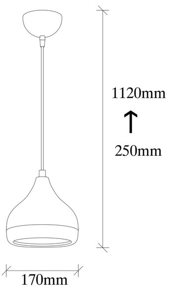 Yıldo 6866 fekete-réz vas függőlámpa, Ø17 cm