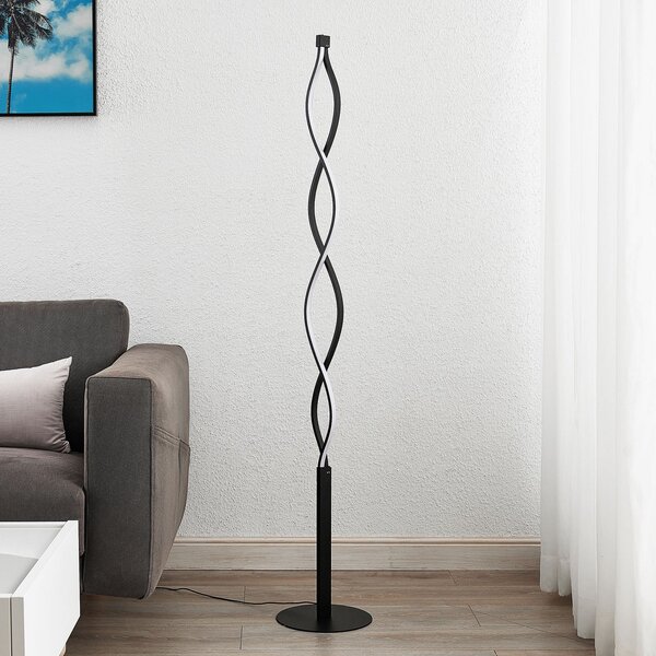 Állólámpa Lindby, Welina, dimmable, Fekete, Nappali, Fém, Modern