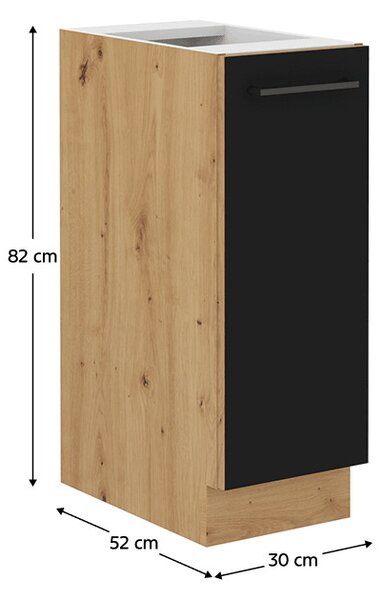 Alsó konyhaszekrény Meriel 30 D CARGO (fekete + artisan tölgy)