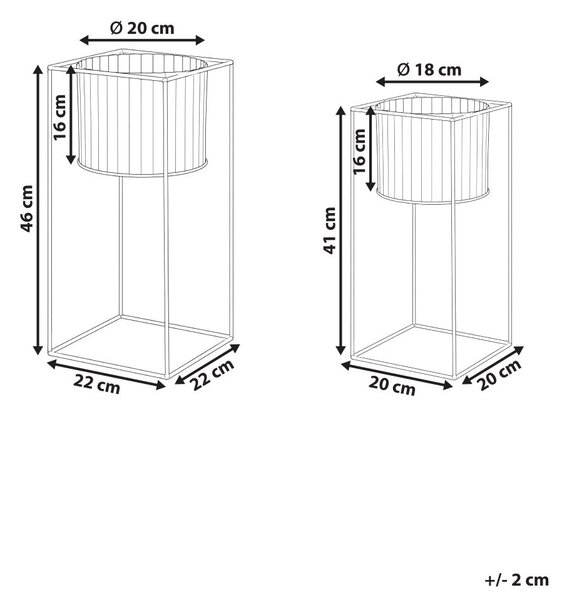 Magasított virágállvány kétdarabos szettben PULSATILLA 20/22 cm Fém Pasztellrózsaszín