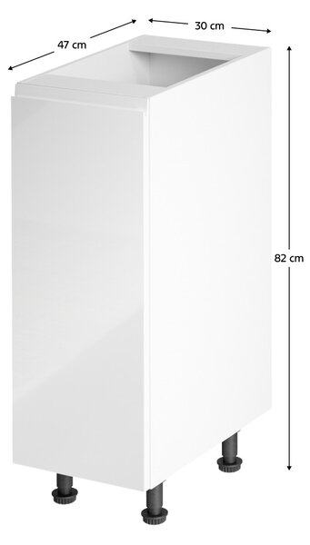 Alsó konyhaszekrény D30 Aurellia (fehér + fényes fehér) (B)