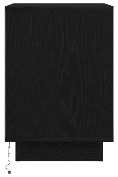 2 db fekete éjjeliszekrények LED világítással 38x34x50 cm
