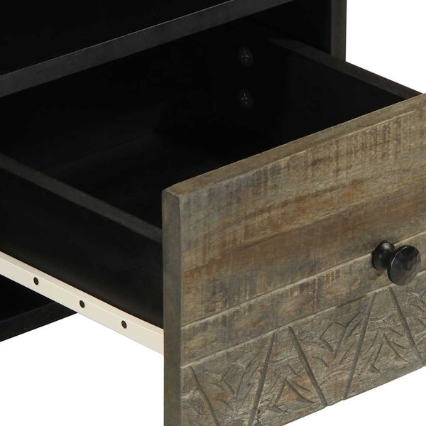 Fekete tömör mangófa TV-szekrény 100 x 33 x 46 cm