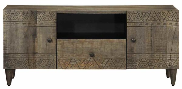 Világosszürke tömör mangófa TV-szekrény 105x33,5x46 cm