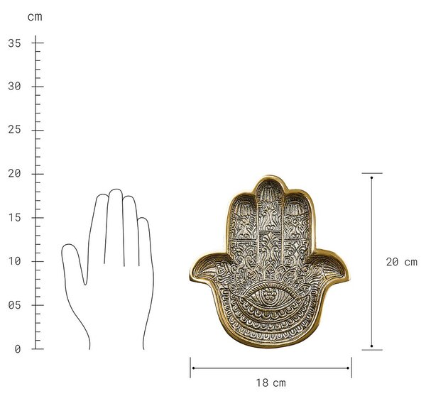 HAMSA dekor tál, Fatima keze 20 x 18cm