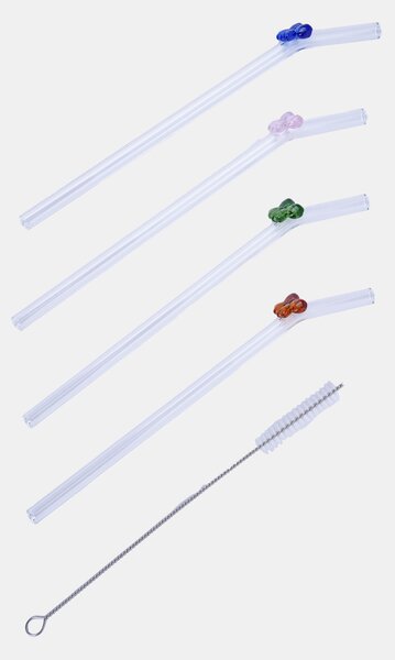 Sinsay - Üveg szívószálak pillangókkal és tisztítókefével 5 pack - clear