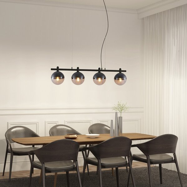 Függőlámpa Lucande, Dustian, dimmable, Fekete, Konyha, Üveg, Dizájn