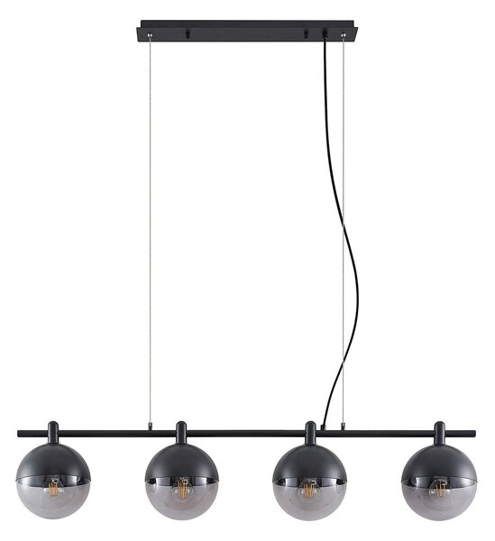 Függőlámpa Lucande, Dustian, dimmable, Fekete, Konyha, Üveg, Dizájn