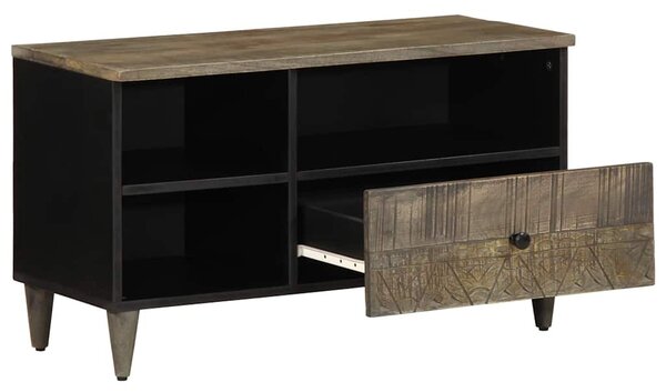 Fekete tömör mangófa TV-szekrény 80 x 33 x 46 cm