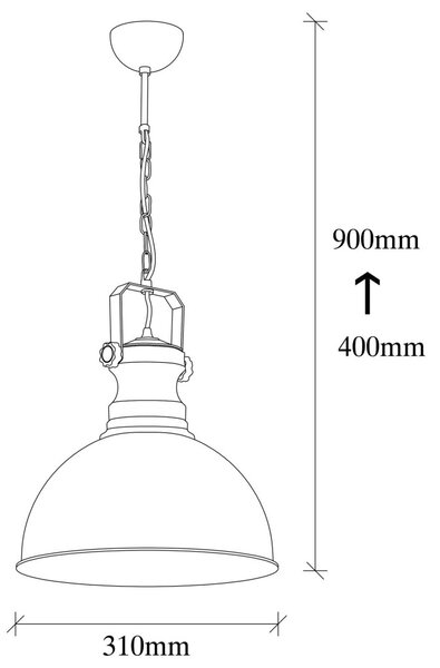 Sağlam 3710 antik fém és fa függőlámpa, Ø31 cm