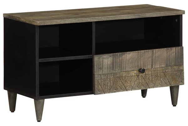 Fekete tömör mangófa TV-szekrény 80 x 33 x 46 cm