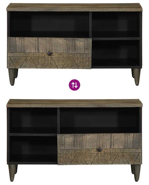 Fekete tömör mangófa TV-szekrény 80 x 33 x 46 cm