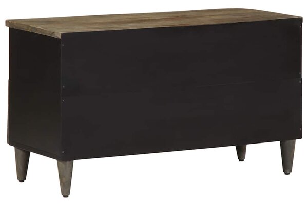 Fekete tömör mangófa TV-szekrény 80 x 33 x 46 cm
