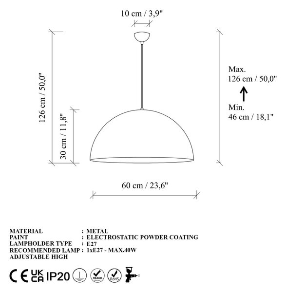 Kure 60 MR 724-1 arany fém függőlámpa, Ø60 cm