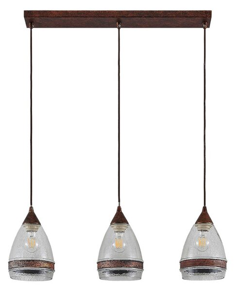 Függőlámpa Lindby, Millina, dimmable, Barna / Rozsdabarna, Konyha, Üveg, Antik
