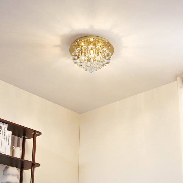 Mennyezeti Lámpa Lindby, Gillion, dimmable, Arany / Sárgaréz, Nappali, Kristály, Dizájn