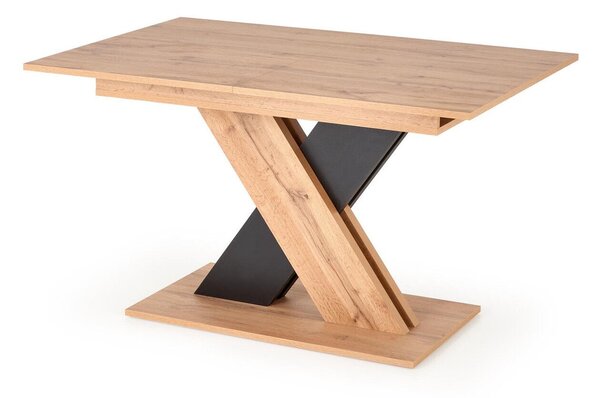 Asztal Houston 1324, Wotan tölgy, Fekete, 76x85x130cm, Hosszabbíthatóság, Laminált forgácslap