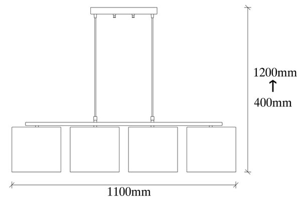 Valiz 4721 fekete-fehér-krém-barna fém és szövet függőlámpa, 110 x 25 cm, 4 izzós
