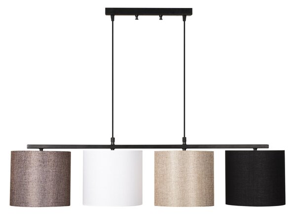 Valiz 4721 fekete-fehér-krém-barna fém és szövet függőlámpa, 110 x 25 cm, 4 izzós
