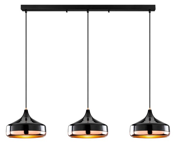 Yildo L-253-1 fekete fém függőlámpa, 146 x 36 cm, 3 izzós
