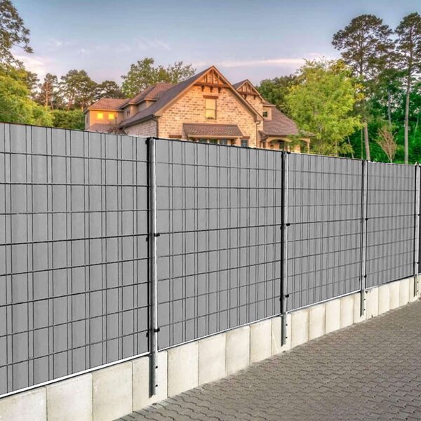 Springos kerítésszalag, 19cmx35m, 450g/m2, 20 db rögzítőkapocs - Világosszürke