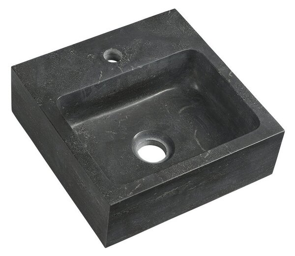 Sapho Sapho, BLOK kő mosdó 30x10x30 cm, fekete antracit, 2401-29